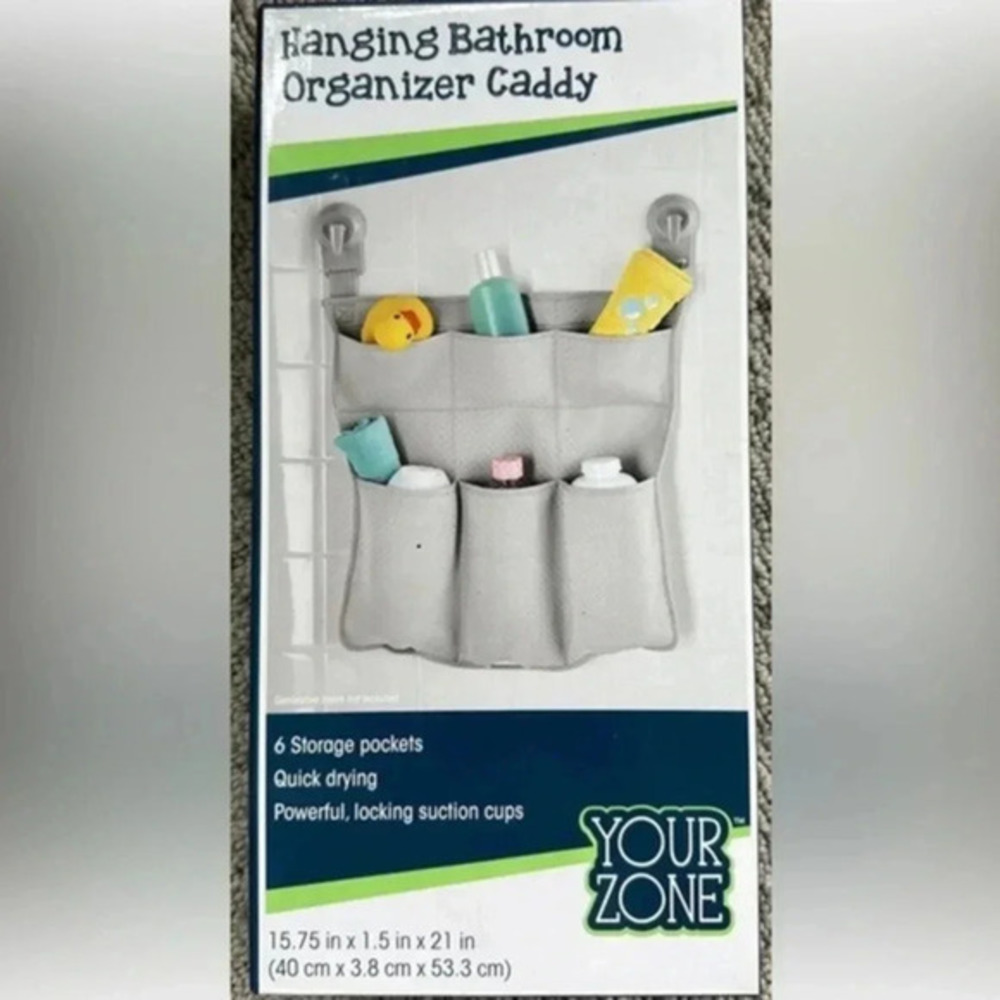 Hanging Bathroom Organizer Caddy With 6 storage Pockets And Suction Cups New